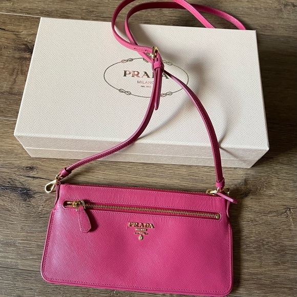 PRADA-AUTHENTIC (NWT) Fuchsia Leather Crossbody Handbag - Picture 9 of 13